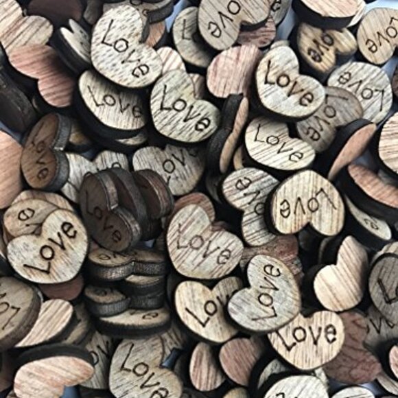 Accessories - 200pcs Rustic Wooden Love Heart Wedding Table Scatter Decoration Crafts Children